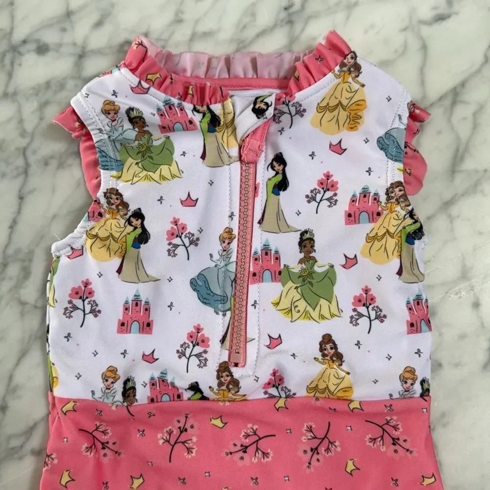 Toddler Girls Disney Princess One Piece Swimsuit Sz 12M- Pink